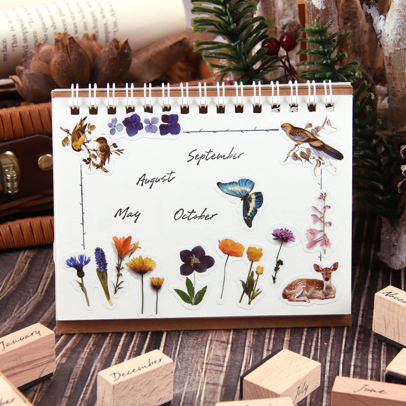 Dizdkizd 12-Piece Cute Month Rubber Stamps, Vintage Wooden Stamps in Small Size for Crafting, Scrapbooking, Journaling Supplies - Image 3